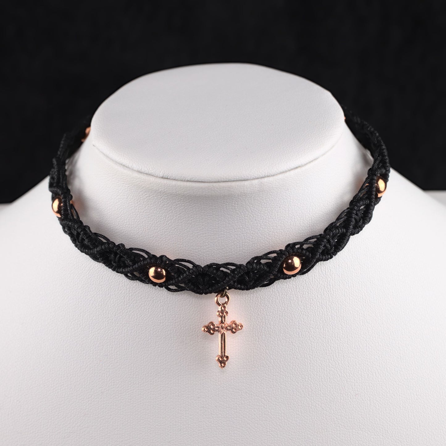Copper Cross Macramé Choker