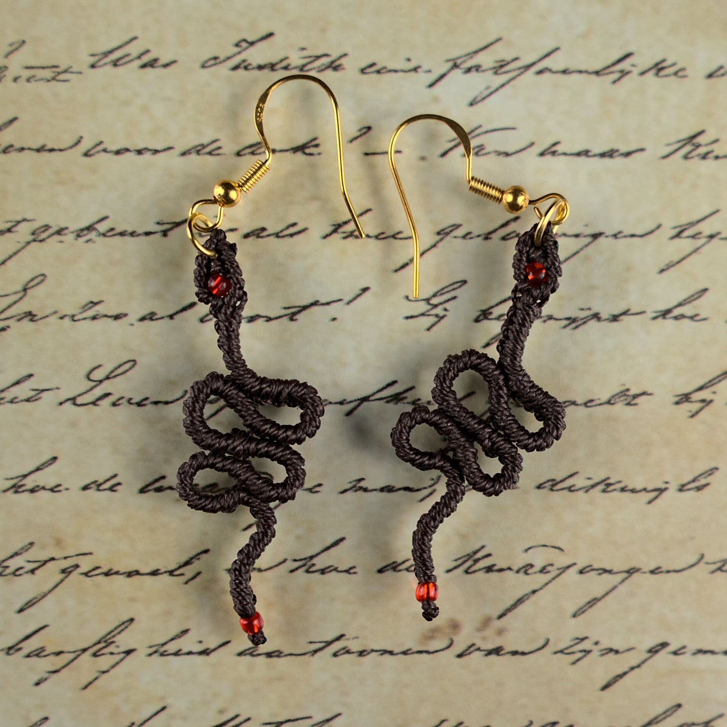 Macramé Snake Earrings
