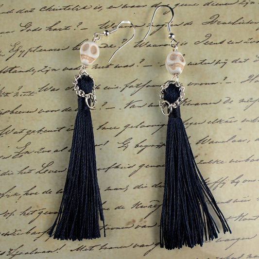 Skull Lady Tassel Earrings