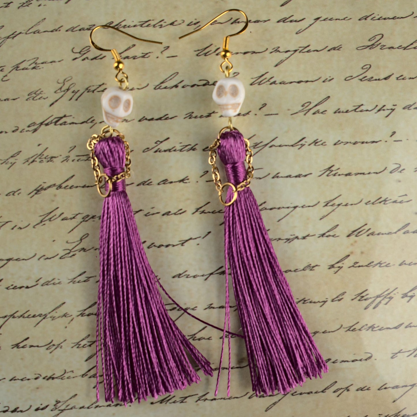 Skull Lady Tassel Earrings
