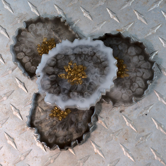 Smoke Drop Resin Coasters Set of 3 w/ Accent Coaster