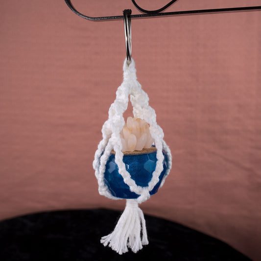 Potted Succulent w/ Hanger- Blue, White/Gold