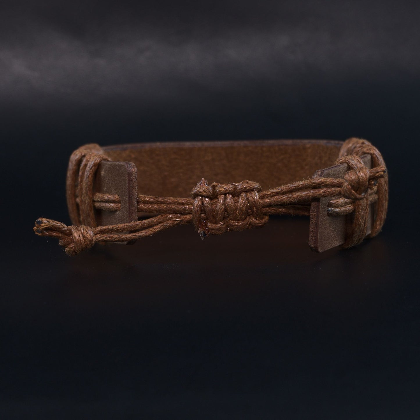 Three Crosses On Calvary Engraving - Unisex Leather Adjustable Bracelet