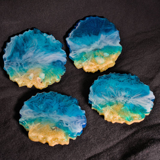 Ocean Waves Resin Coasters Set of 4