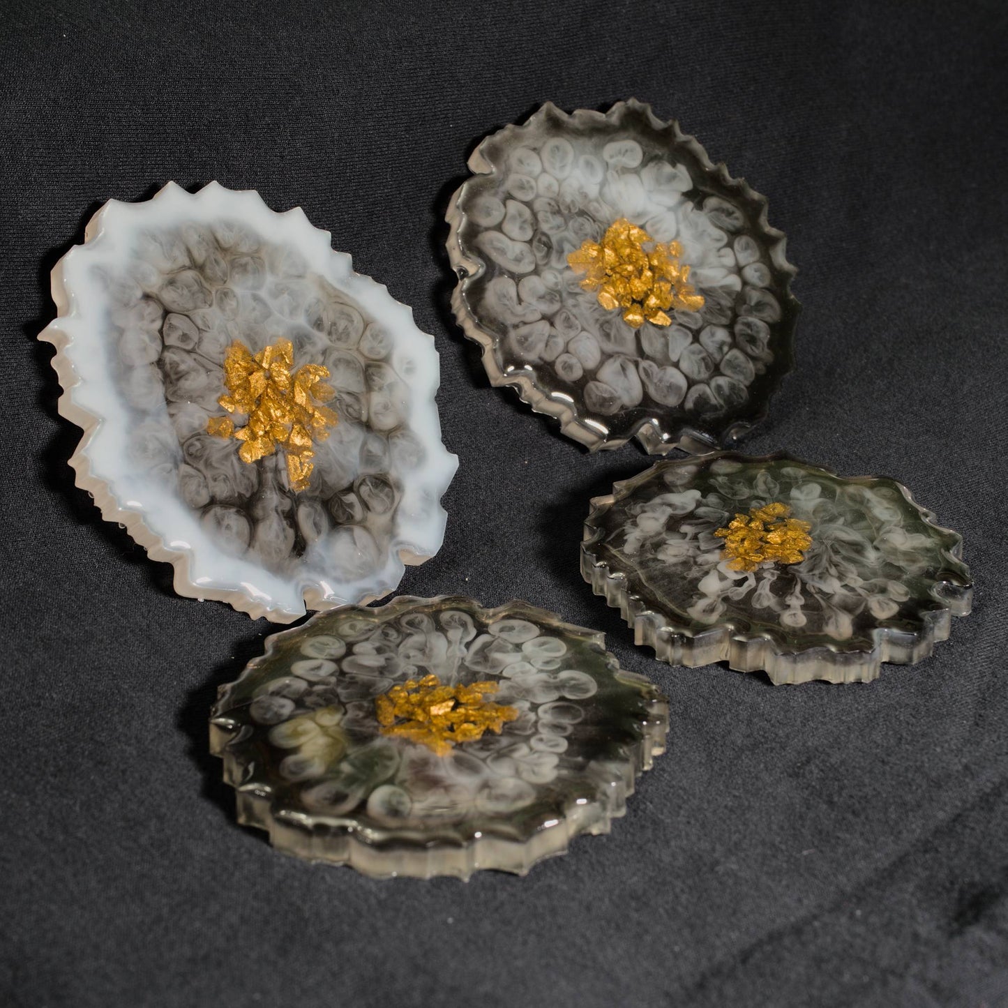 Smoke Drop Resin Coasters Set of 3 w/ Accent Coaster