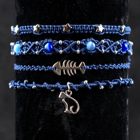 Blue Cat Macramé 'Four Stack' Bracelet