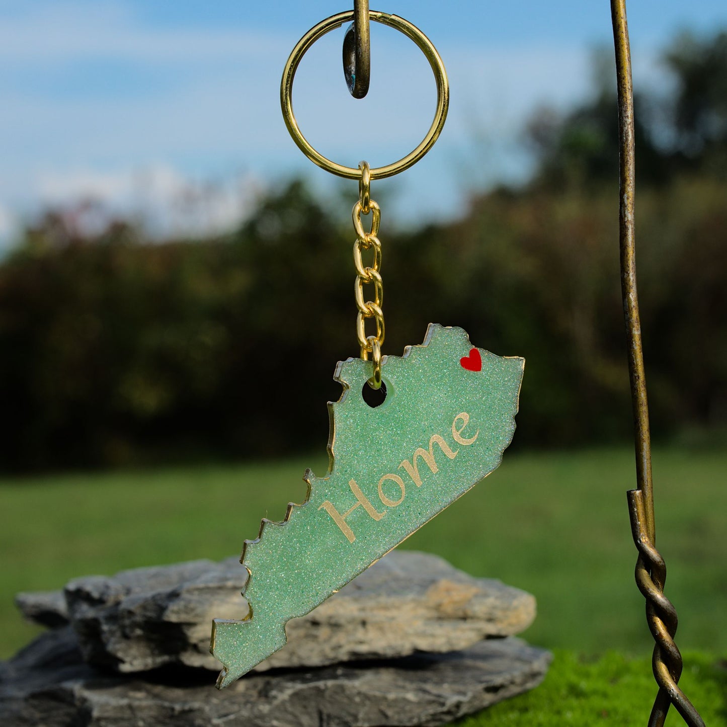 Kentucky Home Keychain- Pale Green